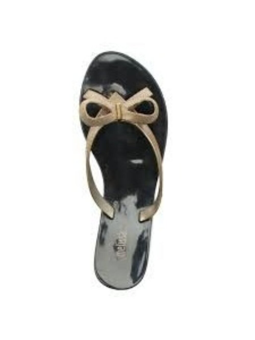 Melissa Womens Metallic Gold Bow Thong Sandals Rubber Sole Size 7